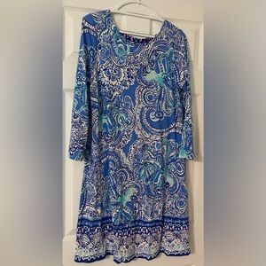 Lilly Pulitzer Legga Sea Ophelia Blue Engineered Swing Dress Size Large
